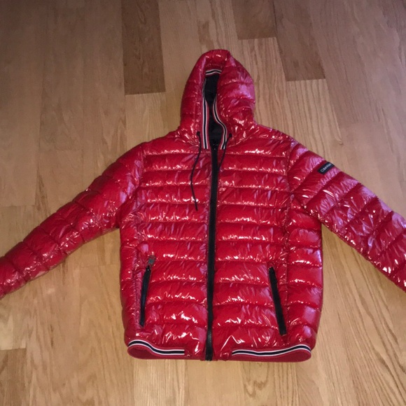 calvin klein puffer jacket red